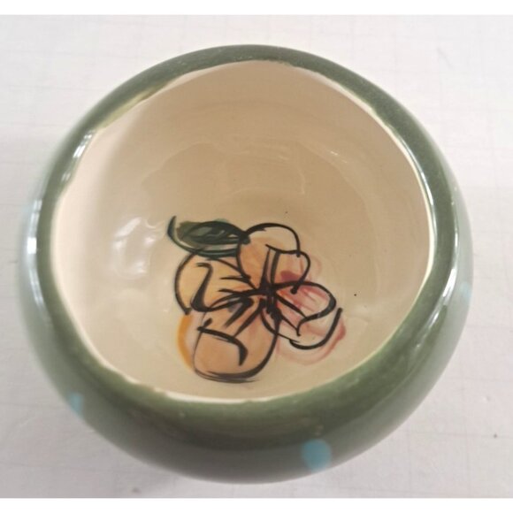 Kelly Jo Pottery Bowl W Lid Small Floral Cactus Southwestern Rare Pattern - Picture 3 of 5